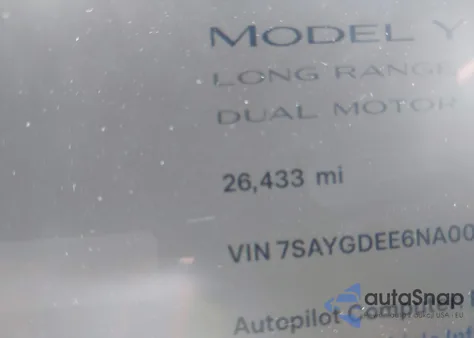 2022 Tesla Model Y Long Range Dual Motor All-Wheel Drive from USA, damaged, VIN 7SAYGDEE6NA008977